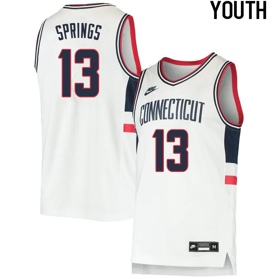 2021 Youth #13 Richie Springs Uconn Huskies College Basketball Jerseys Sale-Throwback - Click Image to Close